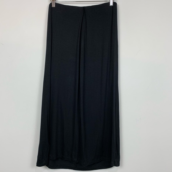 NWT Bobeau Tie Front Solid Midi Skirt in Black - Picture 4 of 4